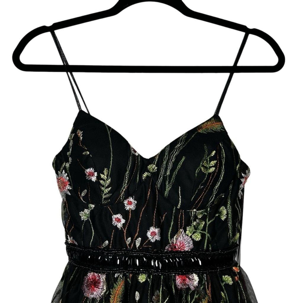 Mac Duggal Black Floral Multi EMBROIDERED BUSTIER A-Line Cocktail Dress Size 0 - Picture 5 of 16